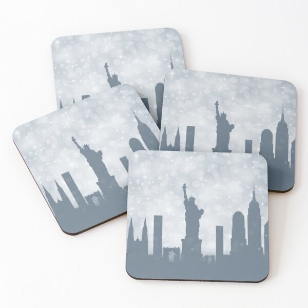 Item preview, New York City ​​silhouette , silver abstract snow falling winter christmas	 designed and sold by MarketVisionAV.