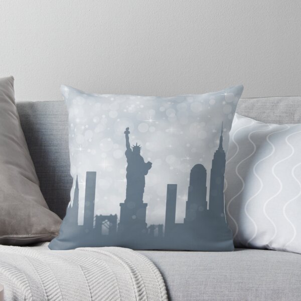 Item preview, New York City ​​silhouette , silver abstract snow falling winter christmas	 designed and sold by MarketVisionAV.