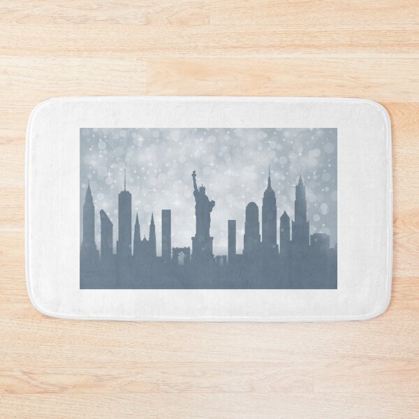 Item preview, New York City ​​silhouette , silver abstract snow falling winter christmas	 designed and sold by MarketVisionAV.