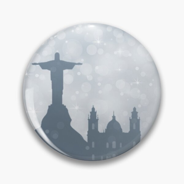 Item preview, Rio de Janeiro City ​​silhouette , silver abstract snow falling winter christmas	 designed and sold by MarketVisionAV.