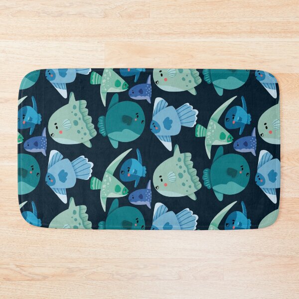 Item preview, Cute Mola Mola Sunfish - Blue and Green Monochromatic Cartoon designed and sold by TheRainbowRoom.
