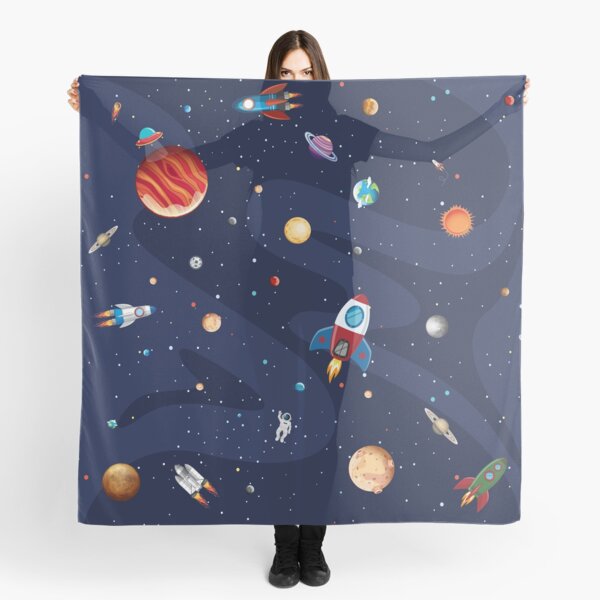 Space Rockets and Planets Scarf
