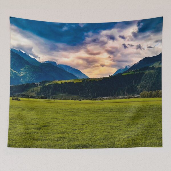 Item preview, Grassfield with mountain and trees Austria designed and sold by felinefeelings.