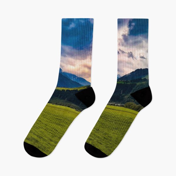 Item preview, Grassfield with mountain and trees Austria designed and sold by felinefeelings.