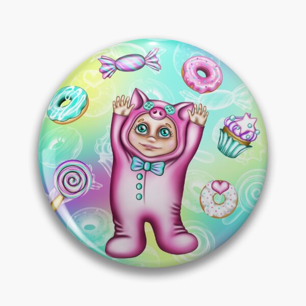 Baby Piggy Kigurumi Illustration - Sweets Party Pin