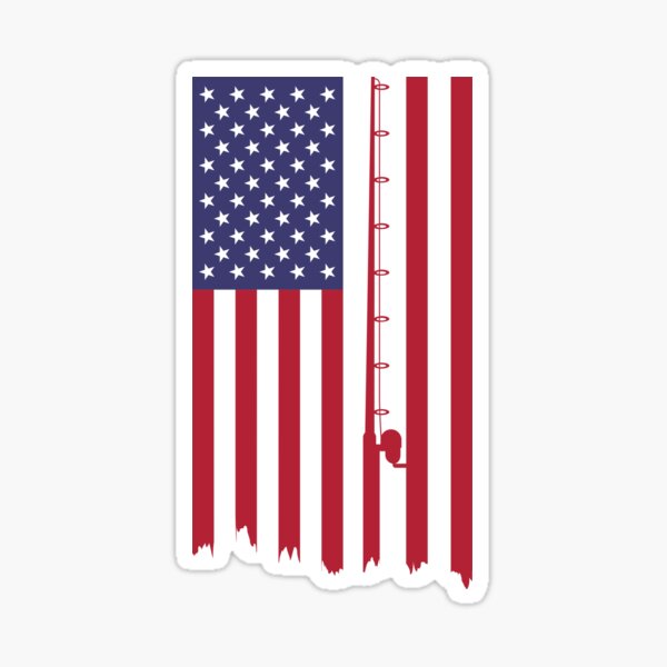 Fishing american flag gifts Fishing rod 2021' Sticker