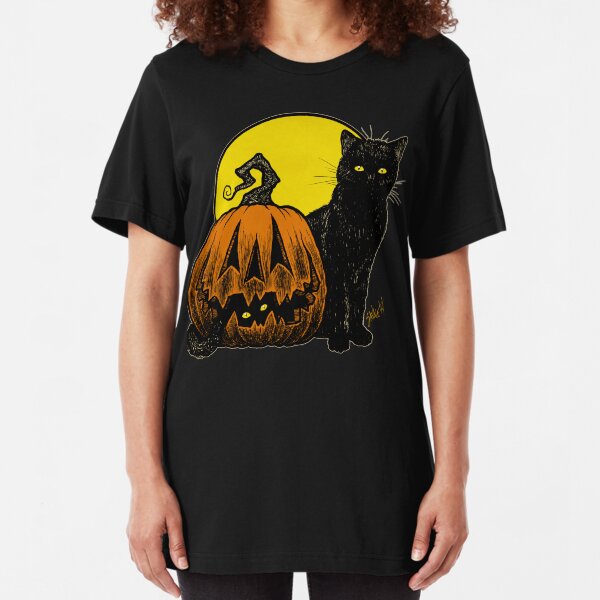 Still Life with Feline and Gourd Slim Fit T-Shirt