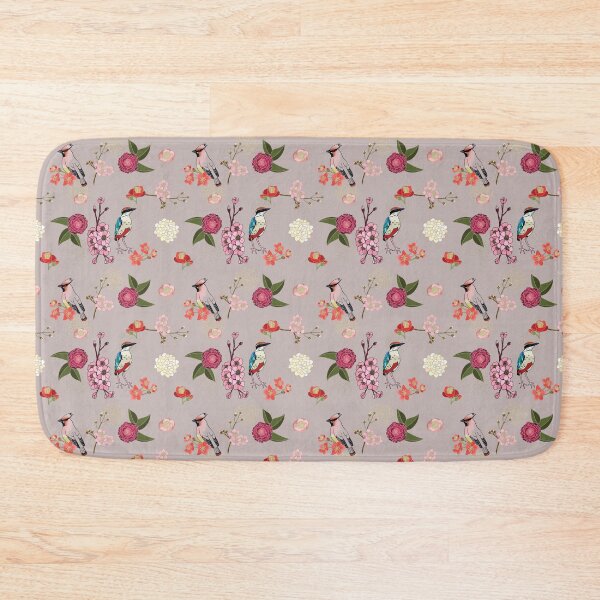 Item preview, Eastern delight, Japanese garden, waxwing, fairy pitta, cherry blossom, camelia (beige) designed and sold by Naty Design Prague.