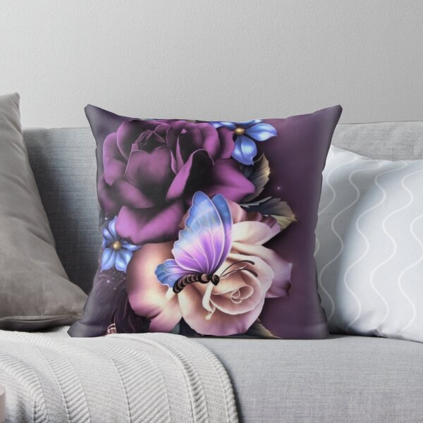 Purple Rose Throw Pillow