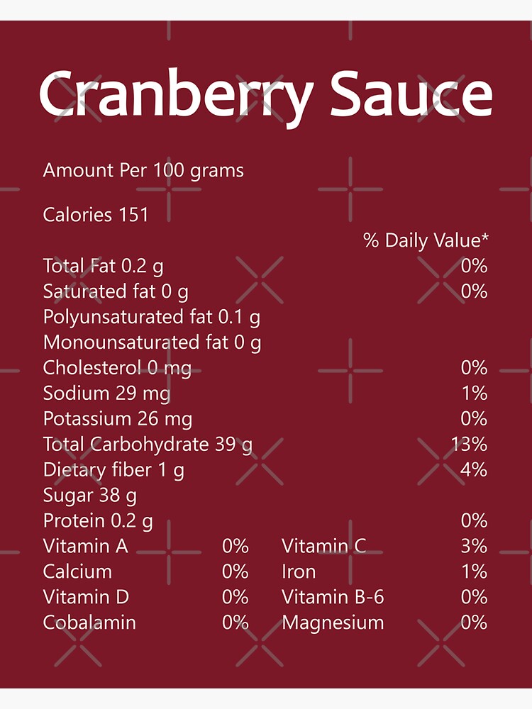 "Cranberry Sauce Nutrition Facts" Sticker for Sale by hockeng Redbubble