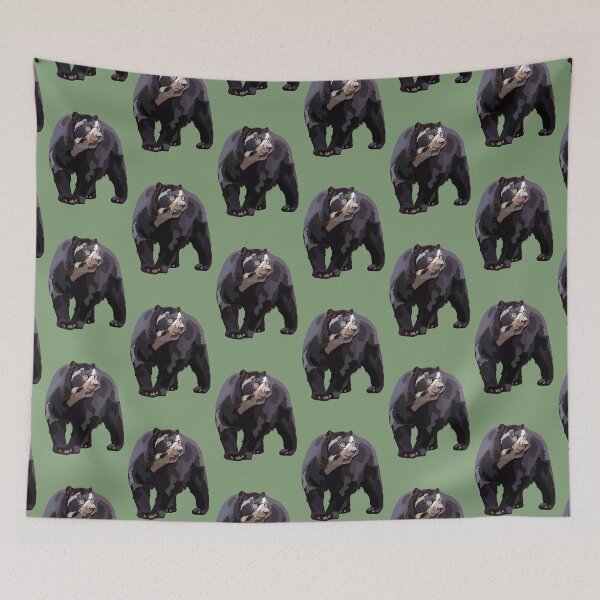 Item preview, S is for Spectacled Bear,Spectacled Bear Artwork – Unique Andean Mammal Illustration and Wildlife Design designed and sold by PrettylittlepastelUk.