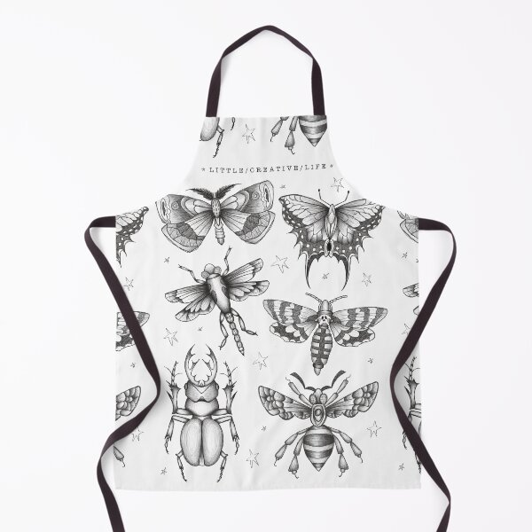 Item preview, Black & White hand drawn Bugs Insect Nature Dragonfly Butterfly Moth BumbleBee Wasp  designed and sold by LittleCreatives.