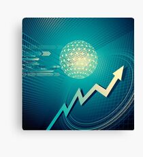 green arrow motion with Business background Canvas Print