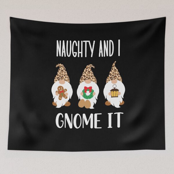 Item preview, Naughty And I Gnome It / Funny Pajama Christmas Gnomes / Christmas Three Buffalo Plaid Gnomes / Christmas Holiday Cheetah Gnomies designed and sold by Run to Creations.