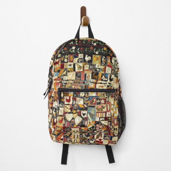 Item preview, COLORFUL CRAZY QUILT WITH ANIMALS AND FLOWERS IN BLACK designed and sold by BulganLumini.