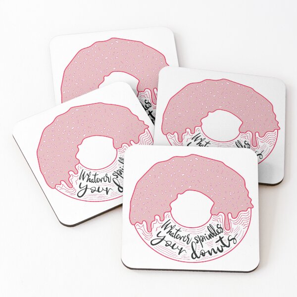 Item preview,  Whatever sprinkles your donuts, cute line illustration with sweet donut dessert in pink and black designed and sold by Laura Ioana V.