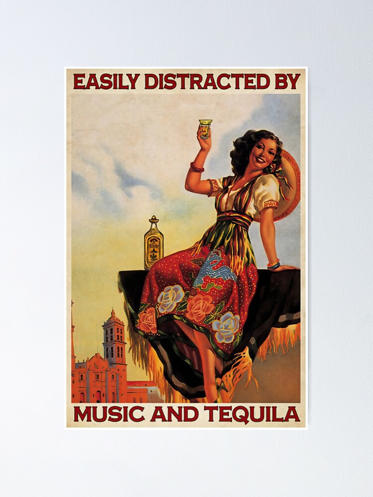 i live Samler blade nedbryder Easily Distracted By Music And Tequila Gift Girl Love Music Tequila" Poster  for Sale by ArleenCostums | Redbubble