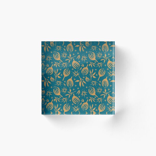 Item preview, Wildflowers in teal & gold designed and sold by Amilia Korre.