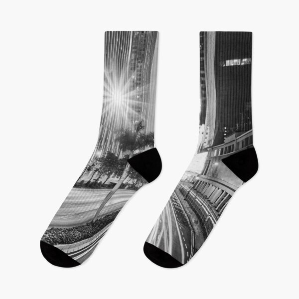 Item preview, Black And White Print Downtown City At Night designed and sold by Mary Riley.