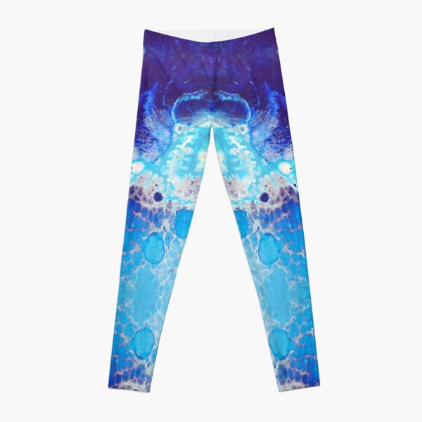 Blue pallet acrylic pouring painting Leggings