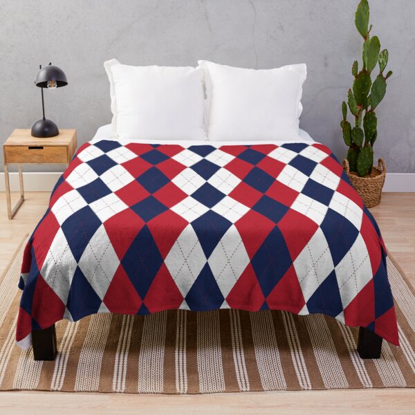 Item preview, Red White and Blue Patriotic Plaid Diamond Argyle Stitch Pattern designed and sold by hobrath.