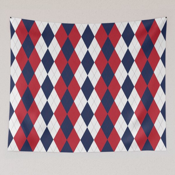 Item preview, Red White and Blue Patriotic Plaid Diamond Argyle Stitch Pattern designed and sold by hobrath.