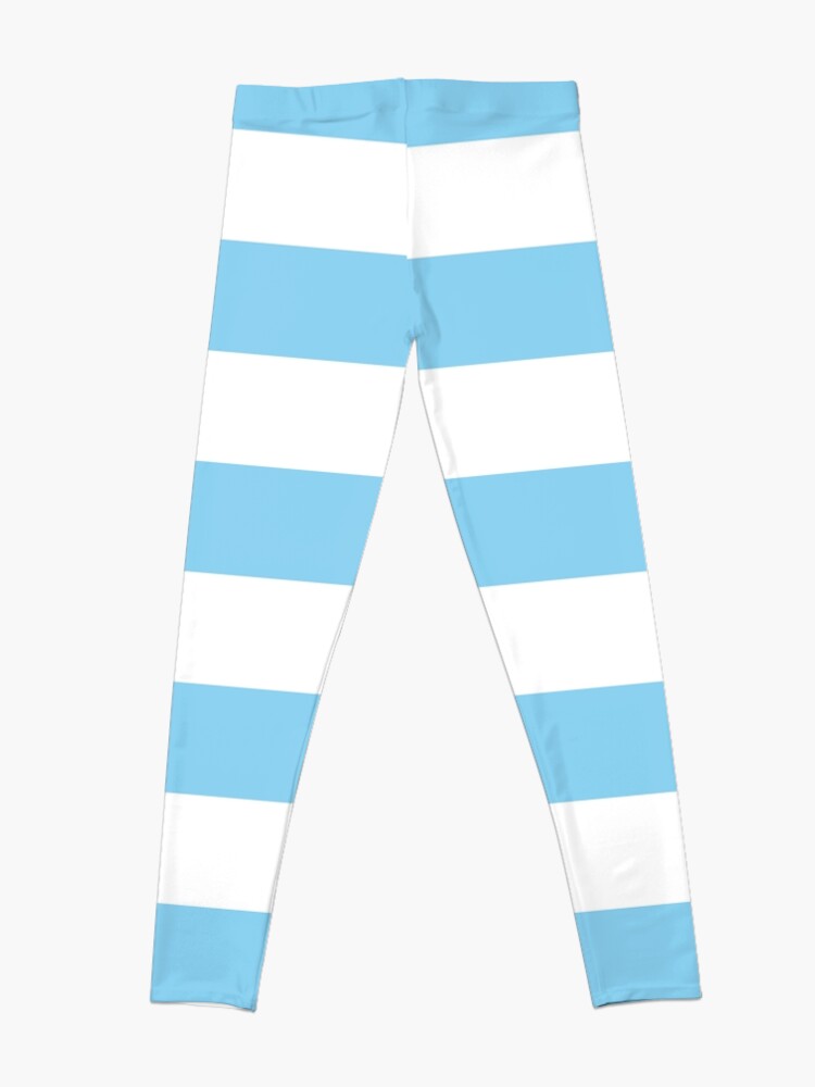 Light Blue and White Horizontal Stripes Leggings for Sale by