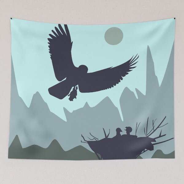 Item preview, A huge eagle flies with prey to its children. designed and sold by Svetaslavna.