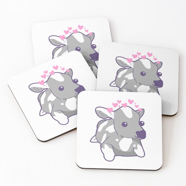 Item preview, Cute Grey Kawaii Cow With Adorable Hearts  designed and sold by illhustration.