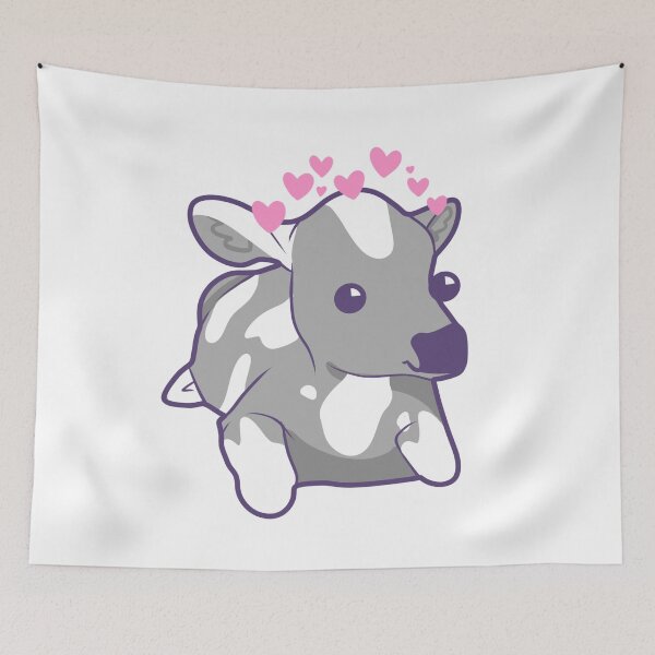 Item preview, Cute Grey Kawaii Cow With Adorable Hearts  designed and sold by illhustration.