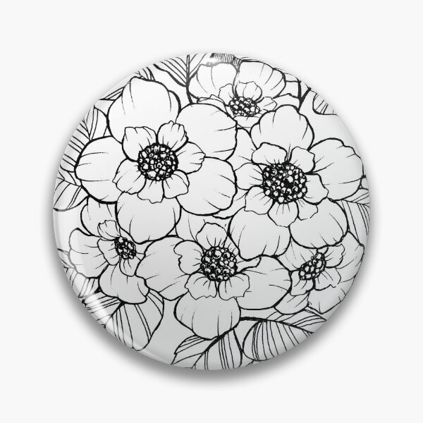 Item preview, Lineart black and white flower composition designed and sold by forestmagic.