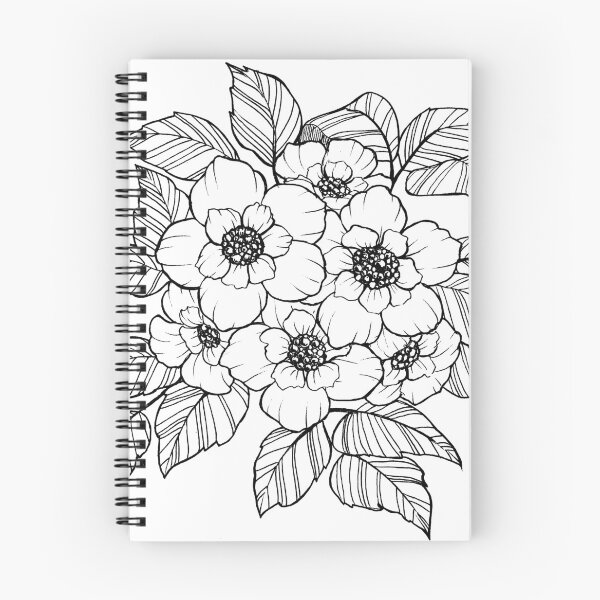 Item preview, Lineart black and white flower composition designed and sold by forestmagic.