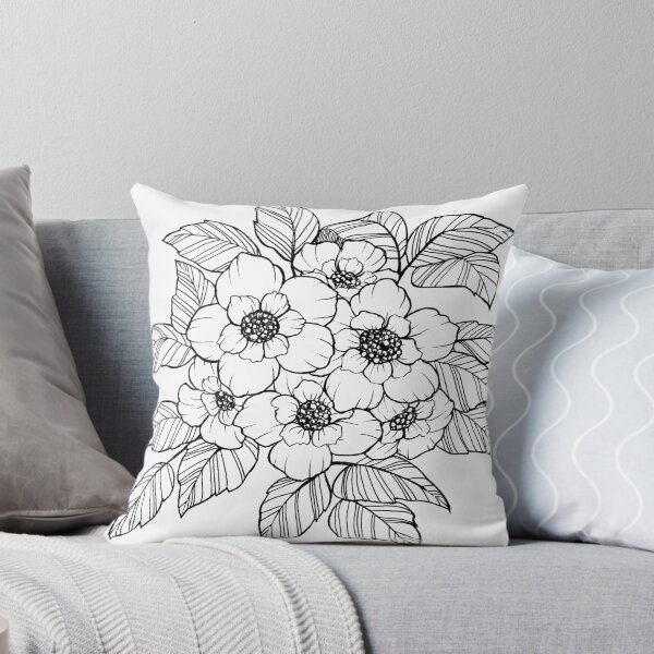 Item preview, Lineart black and white flower composition designed and sold by forestmagic.
