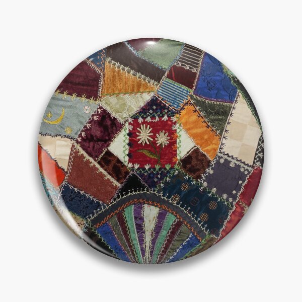 Item preview, COLORFUL CRAZY QUILT, ABSTRACT GEOMETRIC PATCHWORK WITH FLOWERS designed and sold by BulganLumini.