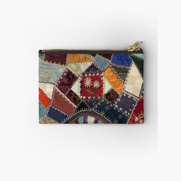 Item preview, COLORFUL CRAZY QUILT, ABSTRACT GEOMETRIC PATCHWORK WITH FLOWERS designed and sold by BulganLumini.