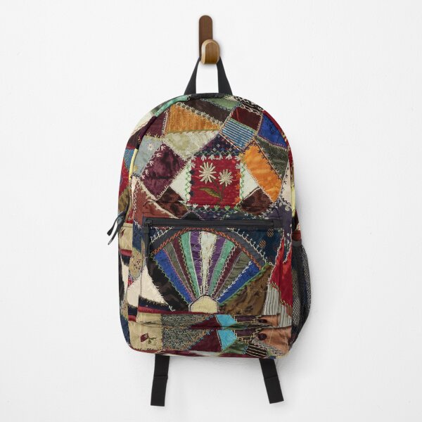 Item preview, COLORFUL CRAZY QUILT, ABSTRACT GEOMETRIC PATCHWORK WITH FLOWERS designed and sold by BulganLumini.