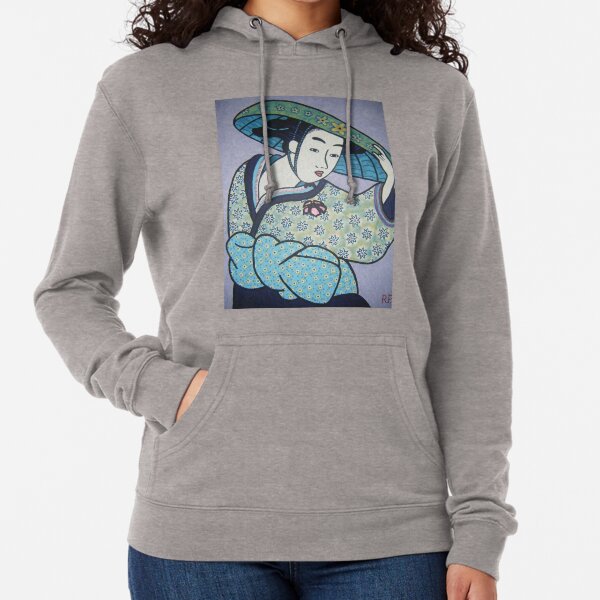 Geisha in blue hat Lightweight Hoodie