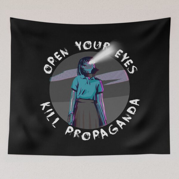 Item preview, Open Your Eyes, Kill Propaganda Blue – Mass Media Resistance designed and sold by The Green Corner.