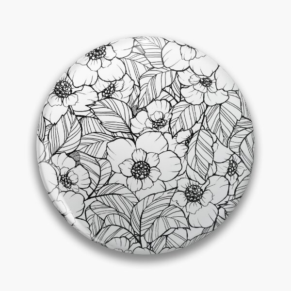 Item preview, lineart black and white flower pattern designed and sold by forestmagic.