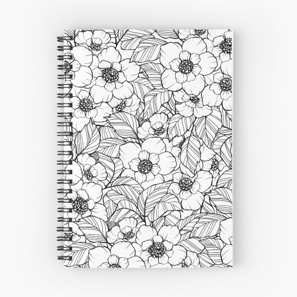 Item preview, lineart black and white flower pattern designed and sold by forestmagic.