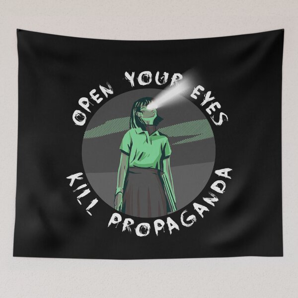 Item preview, Open Your Eyes, Kill Propaganda Green – Mass Media Resistance designed and sold by The Green Corner.