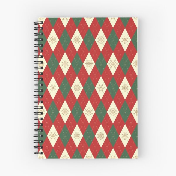 Item preview, Christmas Holiday Red Green Cream and Gold Argyle Diamond Pattern with Snowflakes designed and sold by hobrath.