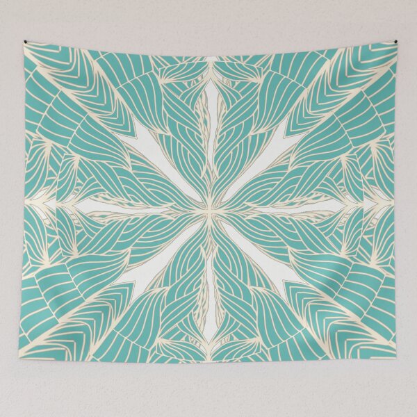 Item preview, Teal n’ Beige Ripples Mandala - Intricate Digital Illustration - Colorful Vibrant and Eye-catching Design for printing on t-shirts, wall art, pillows, phone cases, mugs, tote bags, notebooks and more designed and sold by cherdoodles.