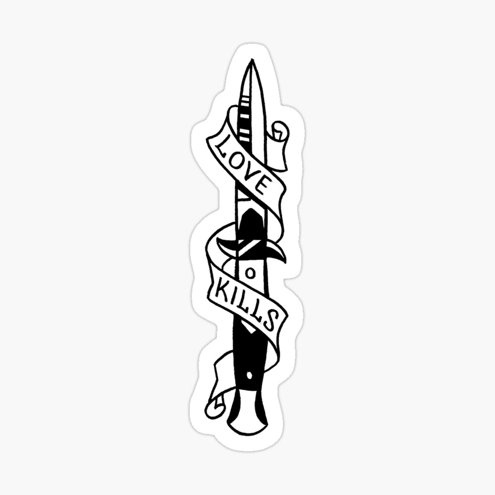 Tattoo Switchblade Knife With Love Kills Banner Tattoo Switchblade Knife With Love Kills Banner