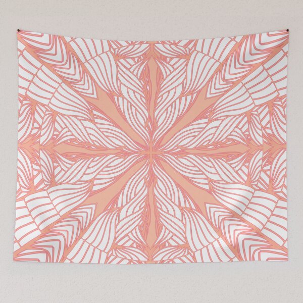 Item preview, Peachy Pink Ripples Mandala - Intricate Digital Illustration - Colorful Vibrant and Eye-catching Design for printing on t-shirts, wall art, pillows, phone cases, mugs, tote bags, notebooks and more designed and sold by cherdoodles.