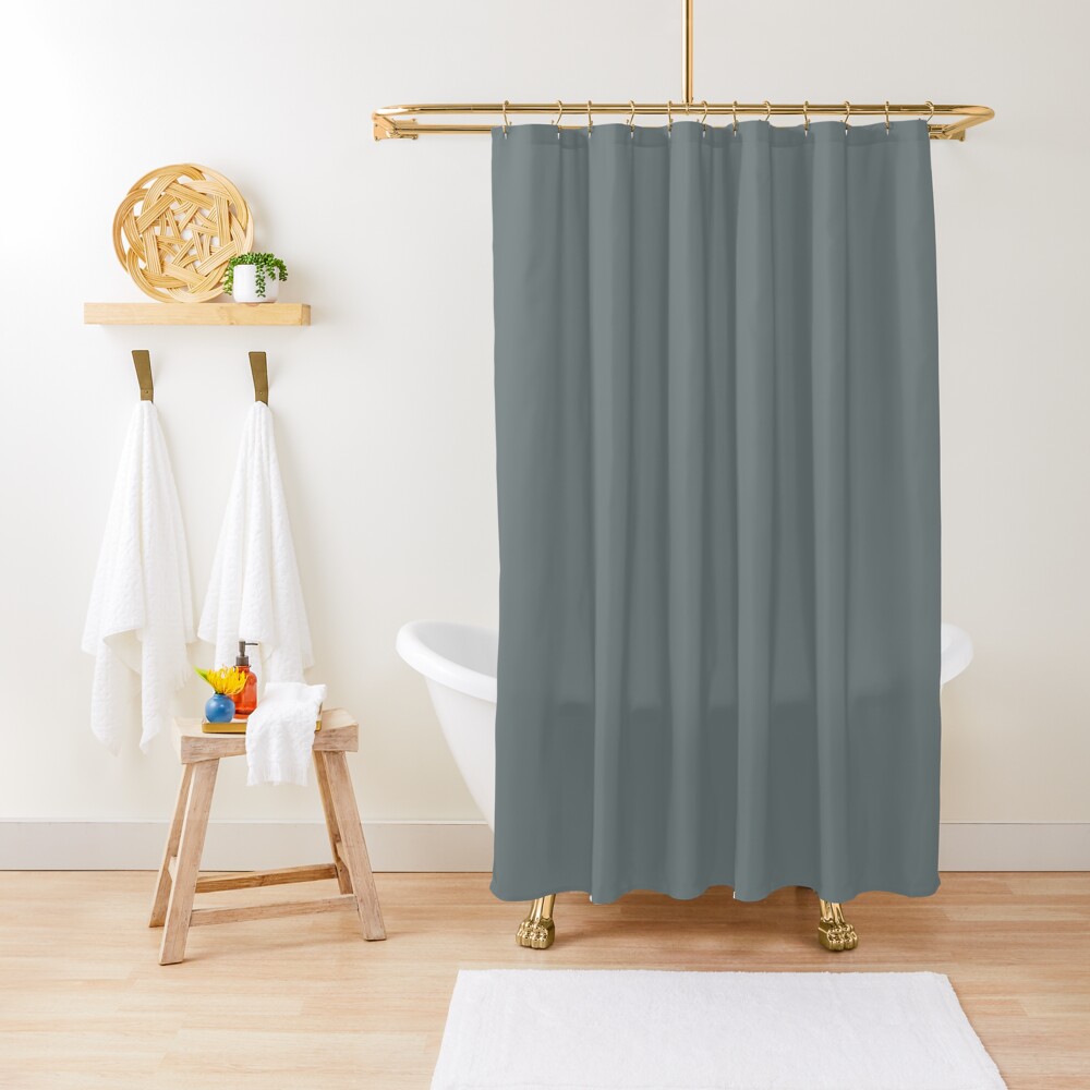 Autumn Solid Blue Grey Color Shower Curtain By BeatrisVeres Redbubble   Ur,shower Curtain Closed Context,square,1000x1000.1u2 