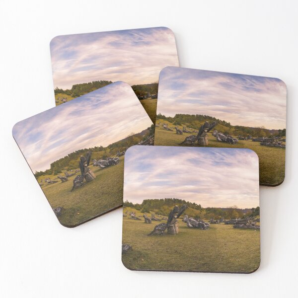 Item preview, Field of stone sculptures in Altmühltal on autumn evening designed and sold by raphotography88.