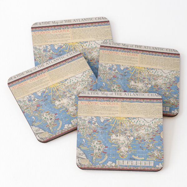 Item preview, Atlantic Charter vintage map of the world designed and sold by PetsArt.