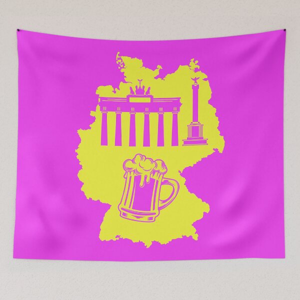 Item preview, Map of Germany with Berlin Brandenburg Gate and beer German famous landmark  designed and sold by mashmosh.