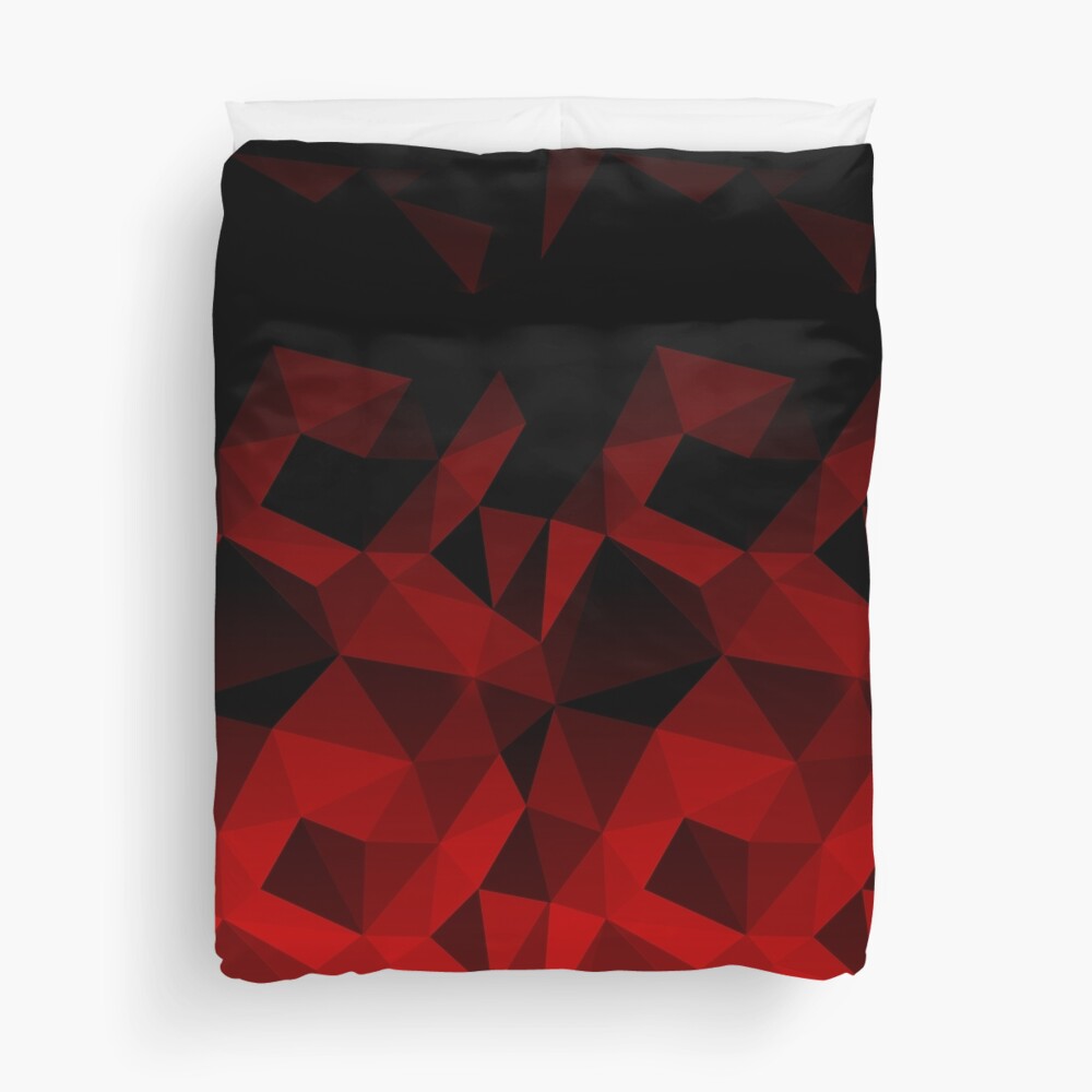 Abstract polygonal pattern .Red, black triangles. Duvet Cover